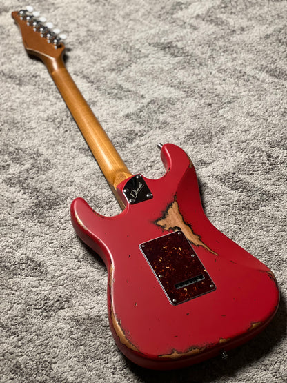 Dhatarattha Classic DST HSS in Fiesta Red Over Sunburst with Rosewood FB and Vines Artwork Inlay