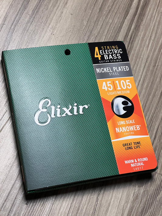 Elixir 14052 Nanoweb Light Long Scale 4-String Electric Bass 45-100