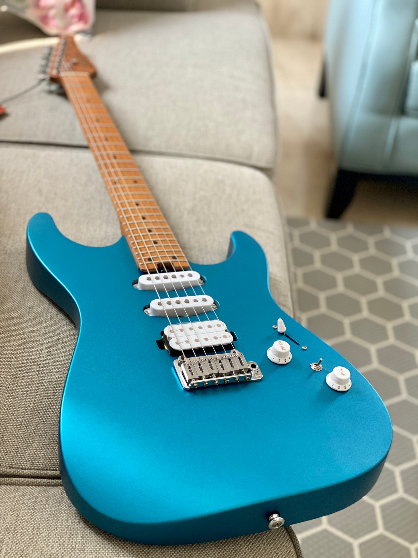 Soloking MS-1 Custom 24 HSS Flat Top in Satin Blue Matte Nafiri Special Run