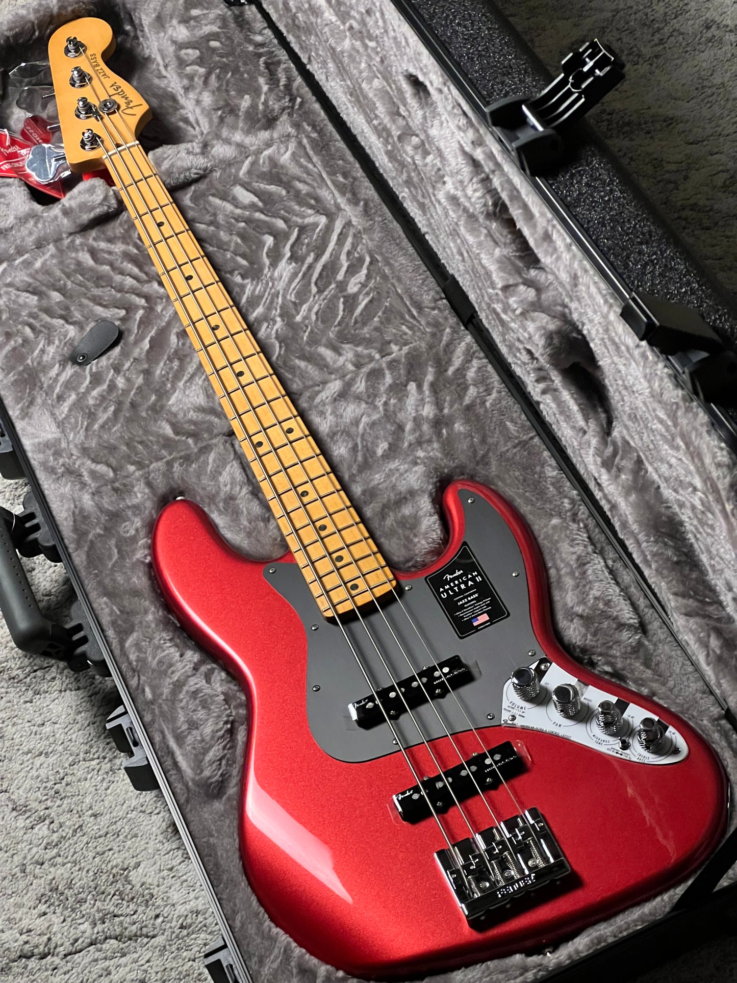 Fender American Ultra II Jazz Bass with Maple FB in Sinister Red