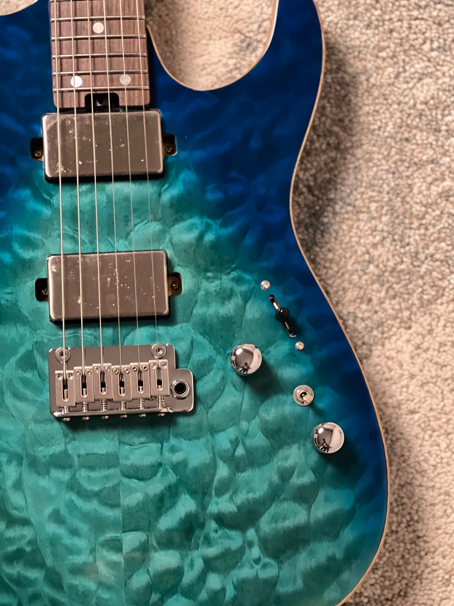 Soloking MS-1 Custom 24 HH Quilt with Rosewood FB in Blue Turquoise Wakesurf JESCAR