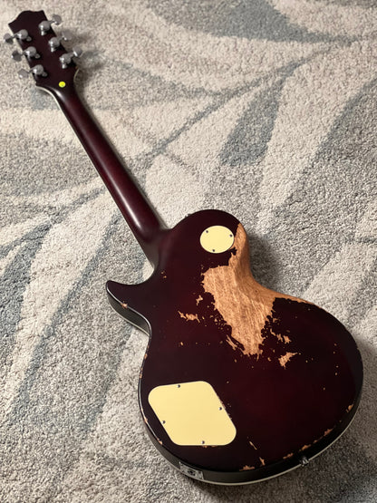 Dhatarattha Custom DLP in Iced Te Burst with 5A Quilt Top and Blooming Lilies Inlay