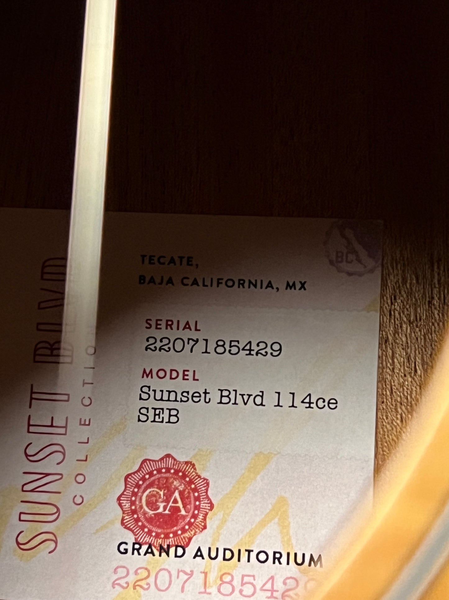 Taylor Sunset Blvd 114ce-S in Shaded Edge Burst Top w/Bag