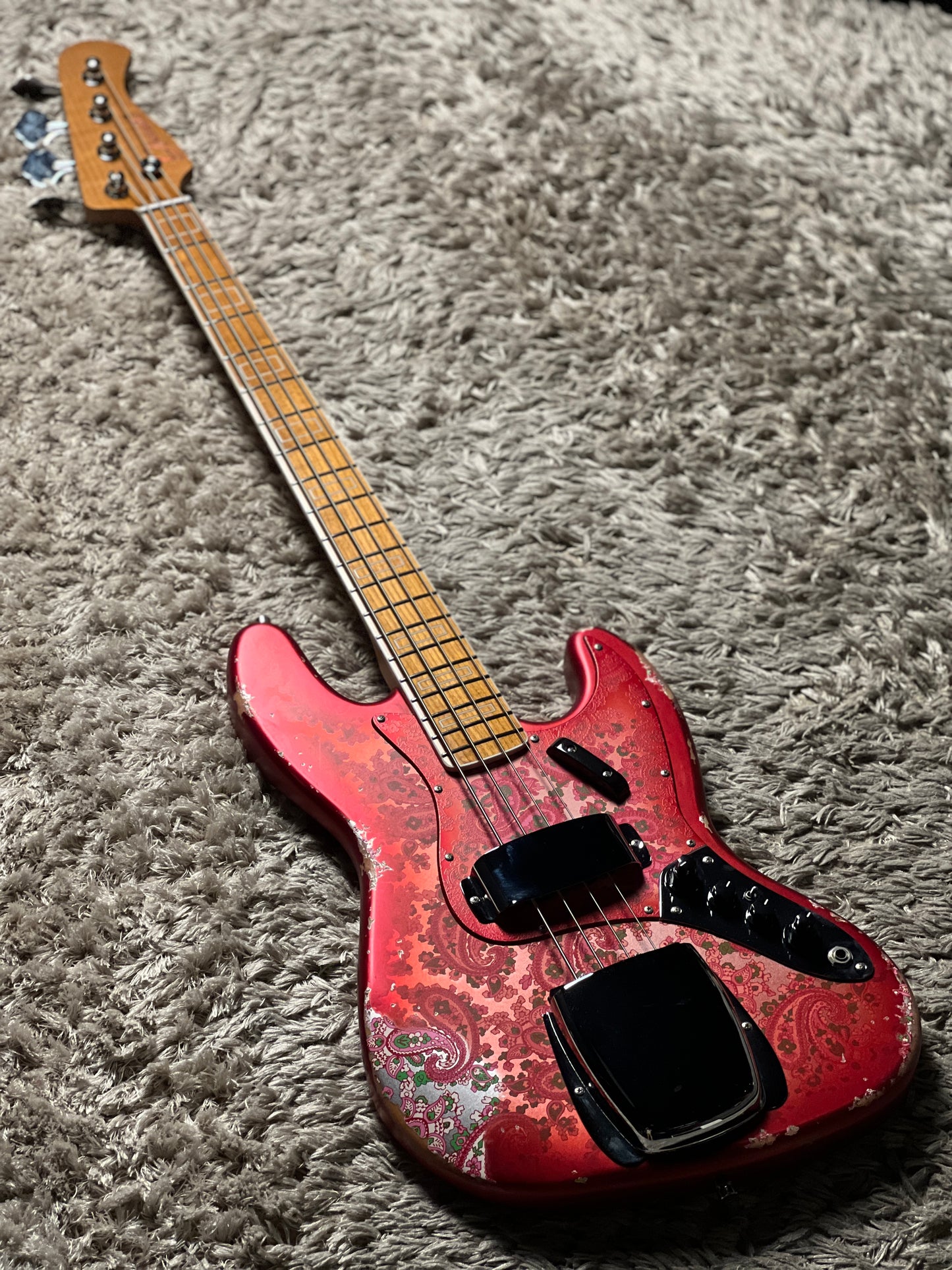 Dhatarattha Custom DEB 4 String in Pink Paisley with Nitrocellulose Lacquer Relic