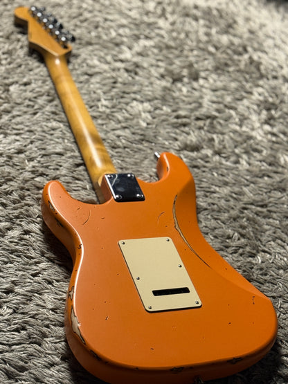 Dhatarattha Classic DST HSS in Capri Orange over Purple Paisley with Rosewood FB and Nitrocellulose Lacquer Relic