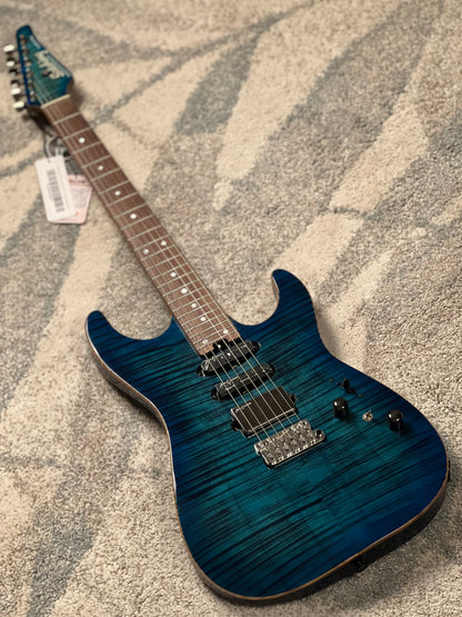 Soloking MS-1 Custom 24 HSS VT with Rosewood FB in Ultraviolet Blue Burst