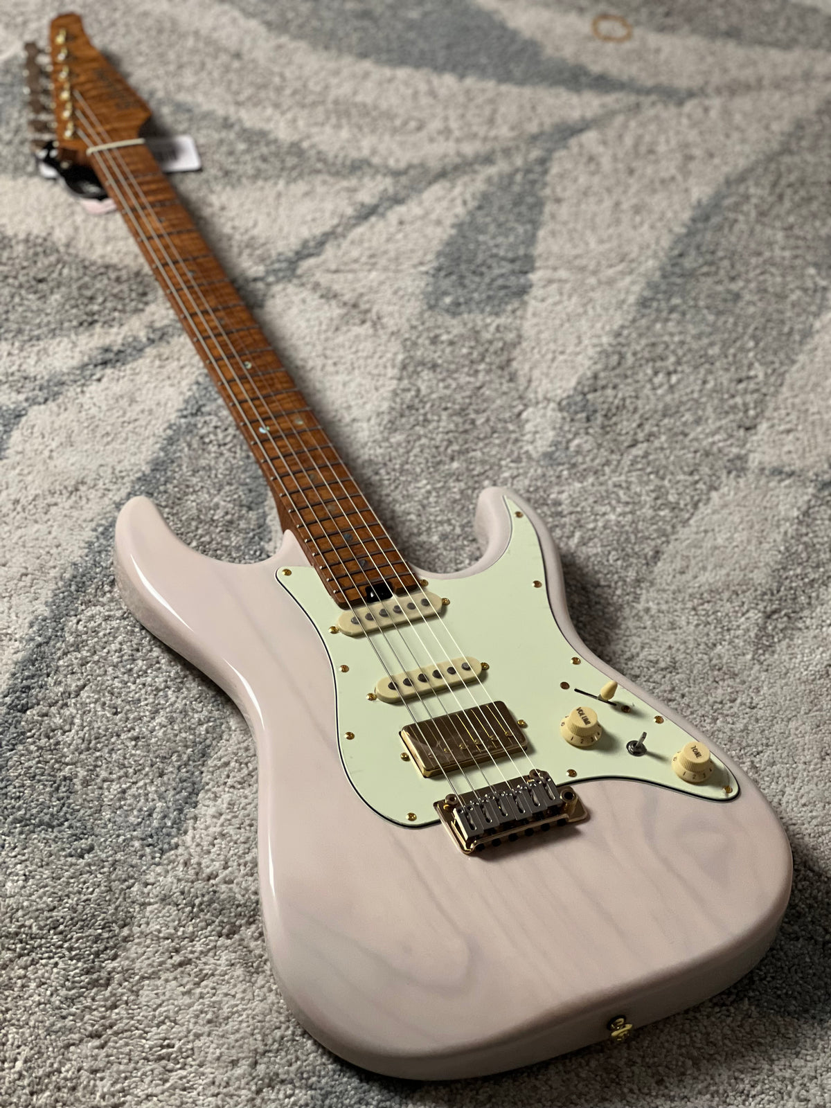 Soloking MS-1 Classic Ash FMN with Roasted Flame Maple Neck in White Blonde Limited Edition