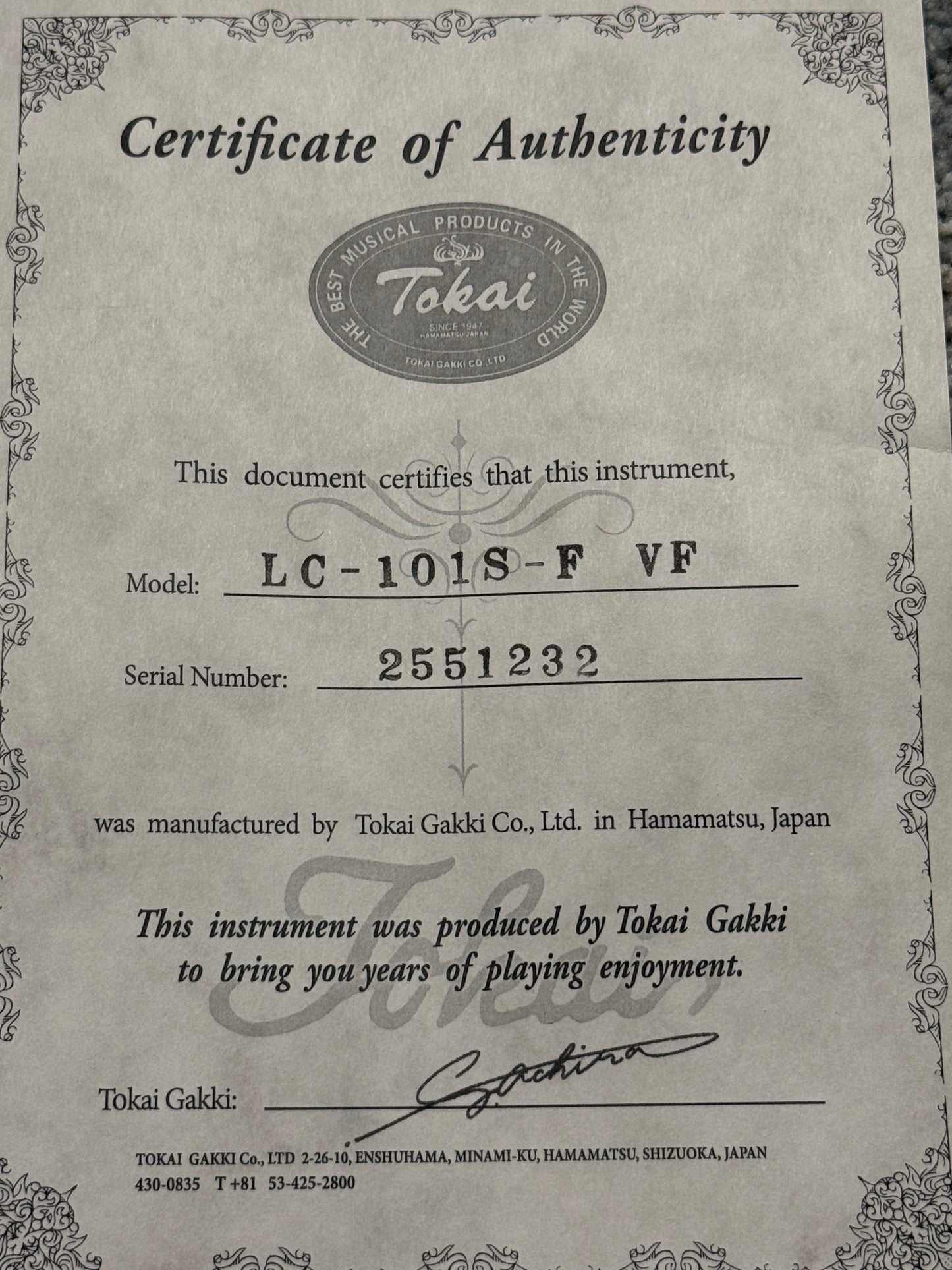 Tokai Love Rock Japan LC-101S-F VF in Violin Finish 2551232