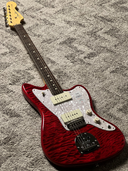 Fender Japan Hybrid II Jazzmaster Electric Guitar w/Quilt Maple Top with RW FB in Quilt Red Beryl JD24000724