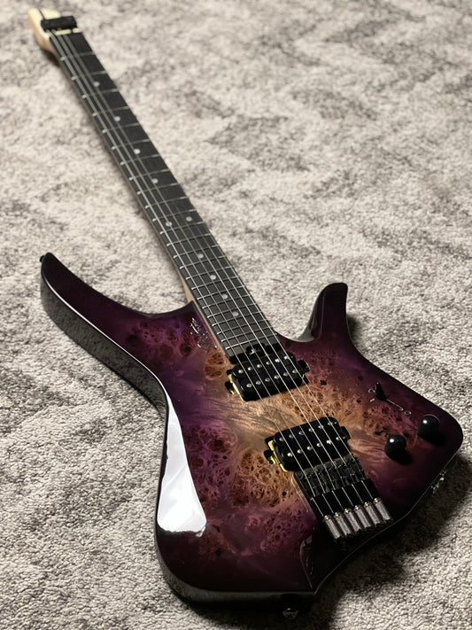 SLX Raptor Hybrid 6 Model A Headless with Burl Top in Purple Amethyst Burst