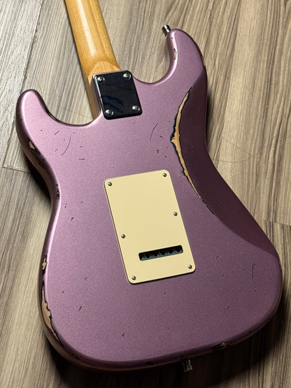 Dhatarattha Classic DST HSS in Violet over Black Purple Paisley with Rosewood FB and Nitrocellulose Lacquer Relic