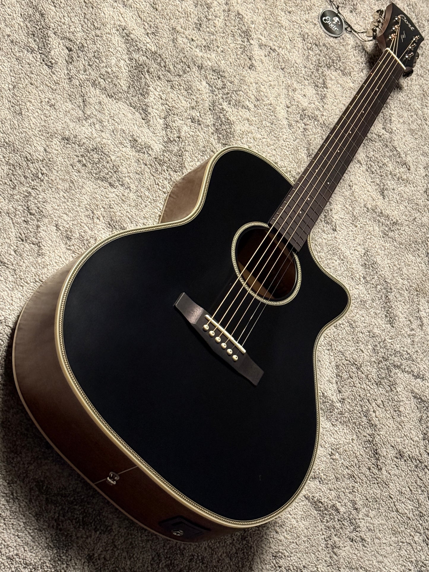 Cort Essence ES-GA4-BTSG Acoustic Guitar, Black Top Semi Gloss