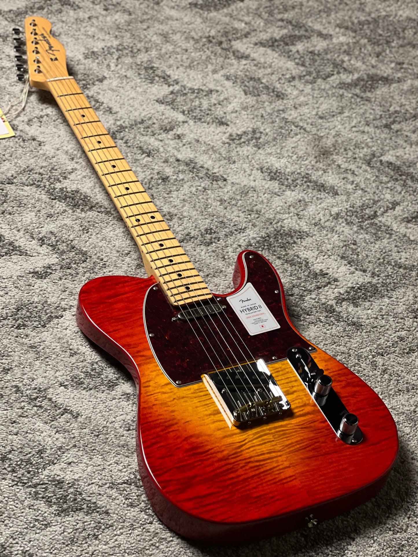 Fender Japan Hybrid II Telecaster with Maple FB in Flame Sunset Orange Transparent JD24010467