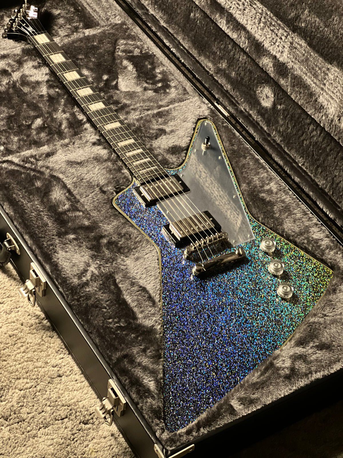 Epiphone Lzzy Hale Explorer Custom in Black Diamond Holographic Sparkle