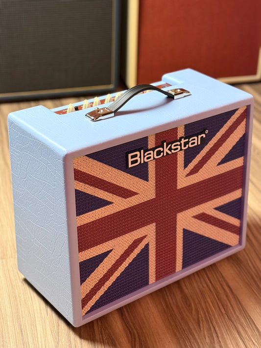 Blackstar Debut 50R 50-watt 1 x 12-inch Combo Amplifier in Baby Blue Tolex with Union Flag Grille