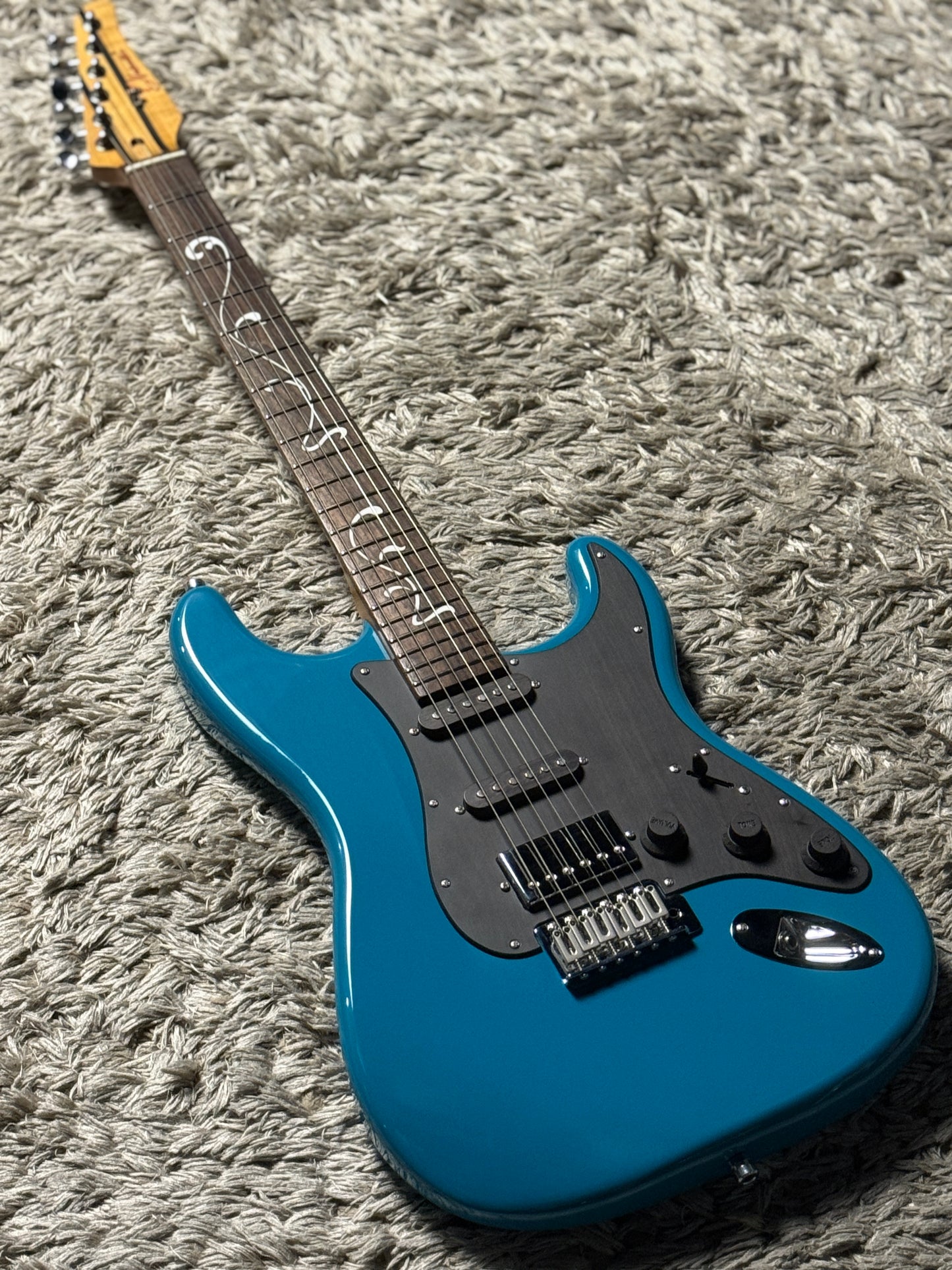 Dhatarattha Custom DST HSS in Taos Turquoise with Rosewood FB and "Vines of Olympus" Inlay