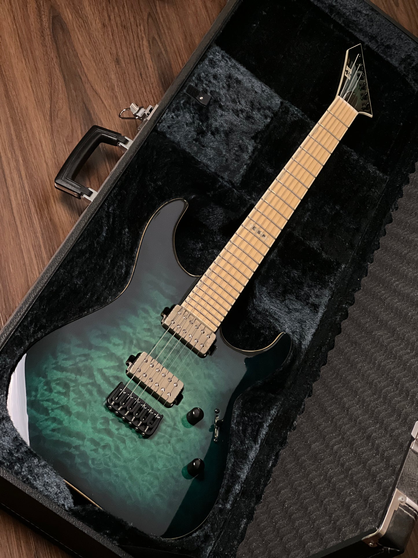 ESP E-II M-II NT - Black Turquoise Burst