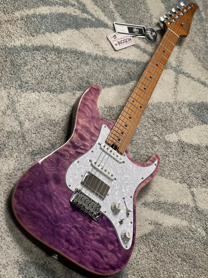 Soloking MS-1 Classic MKII Flat Top in Deep Purple Surf with 5A Quilt Top Nafiri Special Run