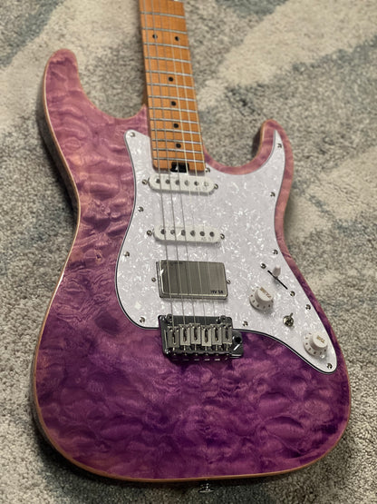 Soloking MS-1 Classic MKII Flat Top in Deep Purple Surf with 5A Quilt Top Nafiri Special Run