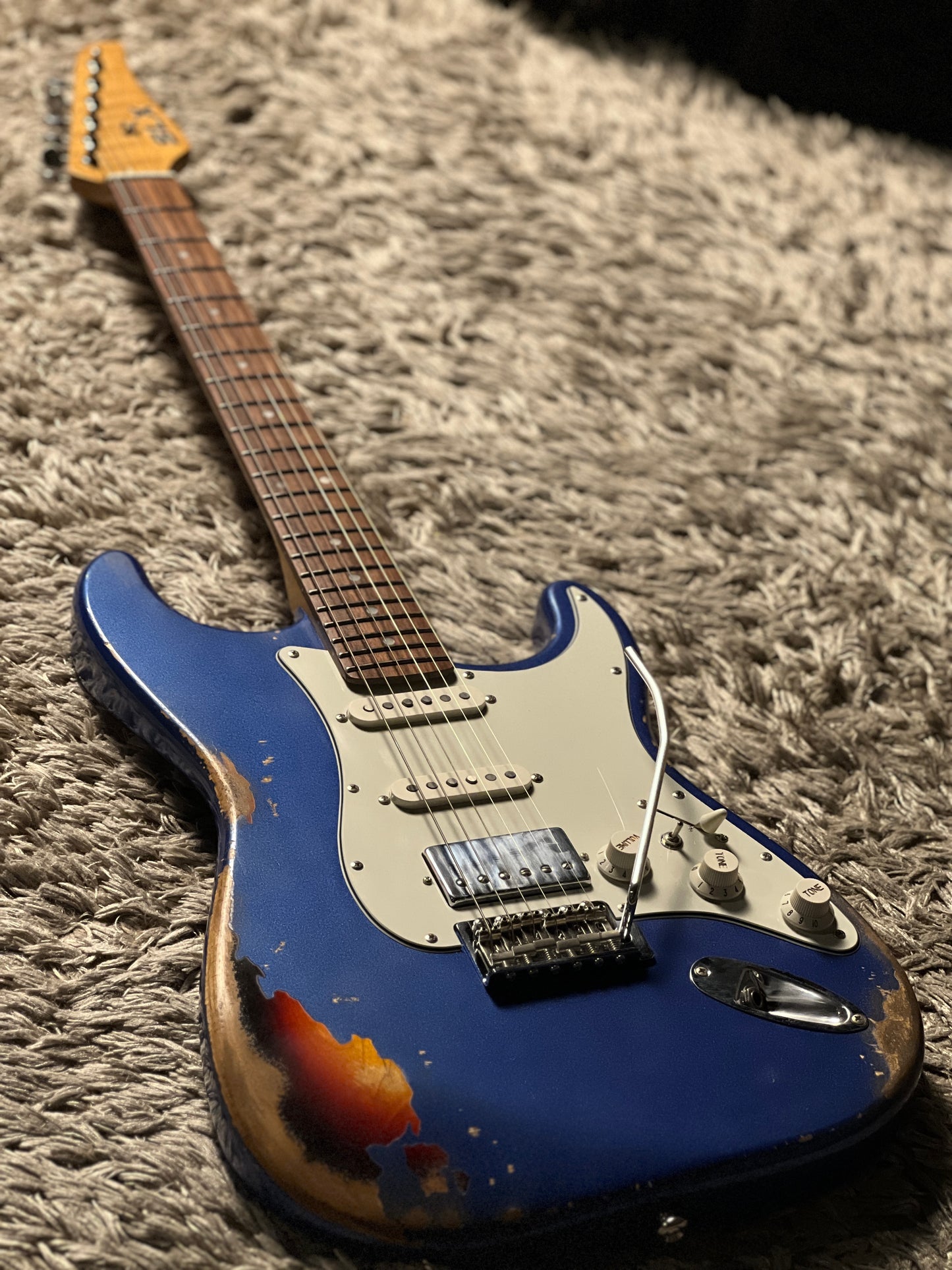 SLX Hawk Antique in Lake Placid Blue Over Sunburst with Nitrocellulose Lacquer