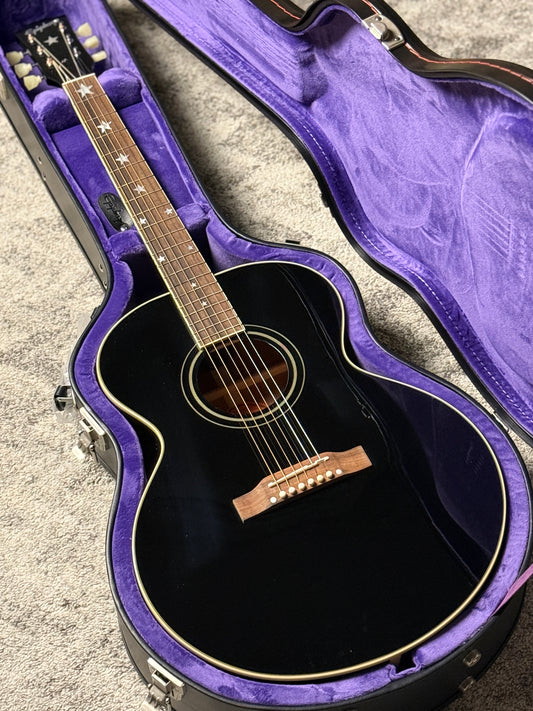 Epiphone J-180 LS Acoustic-electric with Hardshell Case in Ebony (Inspired by Gibson Custom)