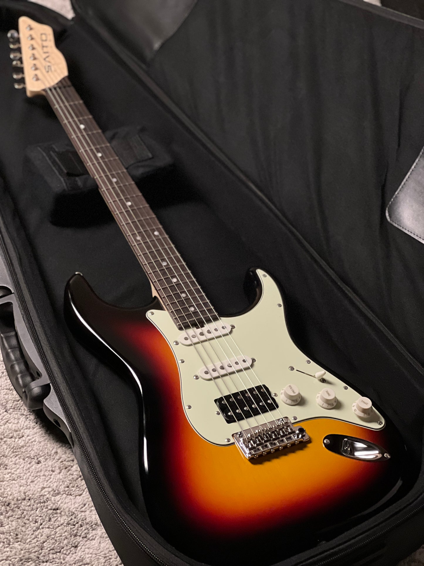 Saito S-622CS SSH Heritage with Rosewood in 3-Tone Sunburst with Mint Green PG 253195