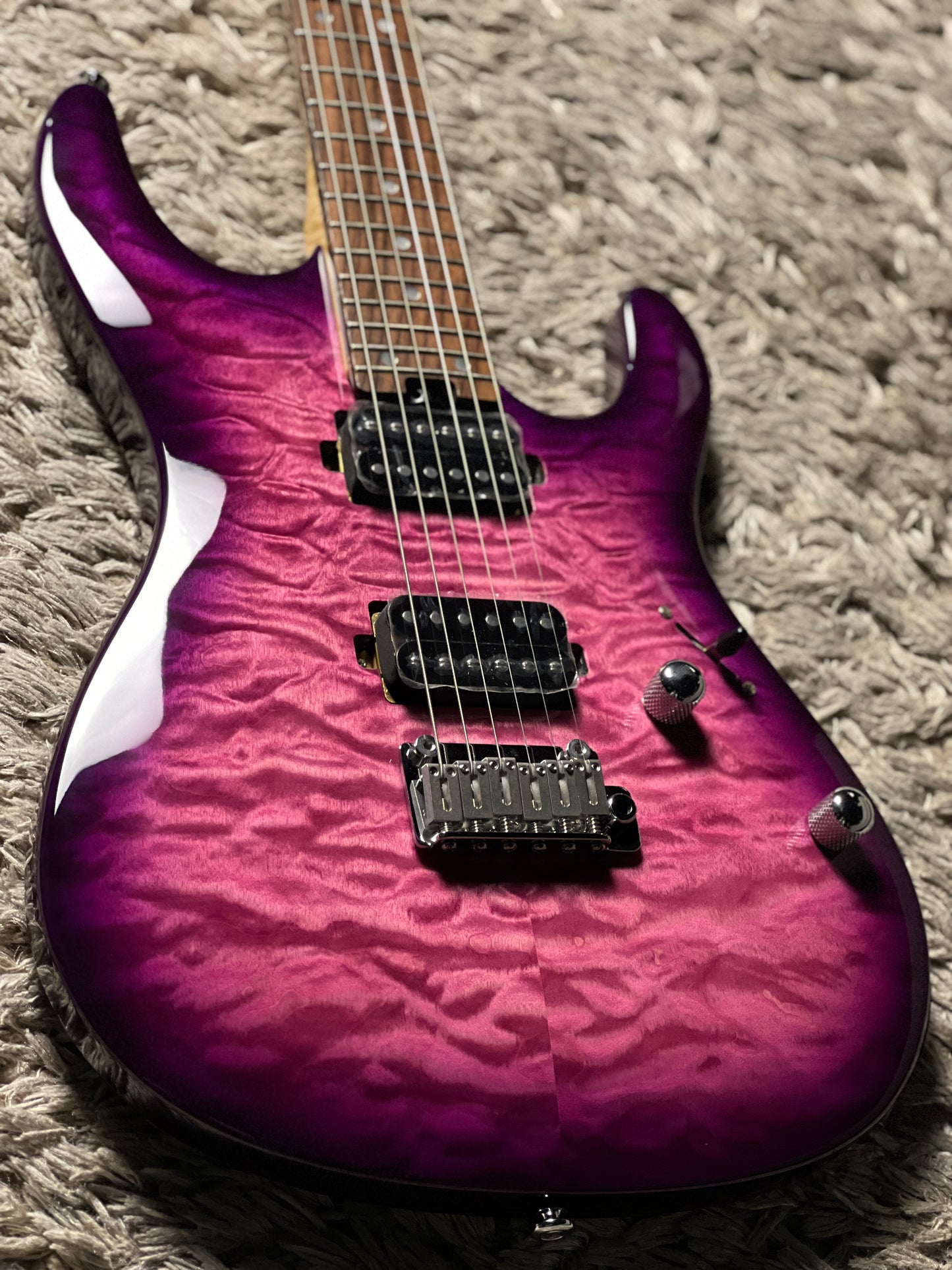 Soloking SM-24 HH QM Shredmaster with Rosewood FB in Black Purple Burst