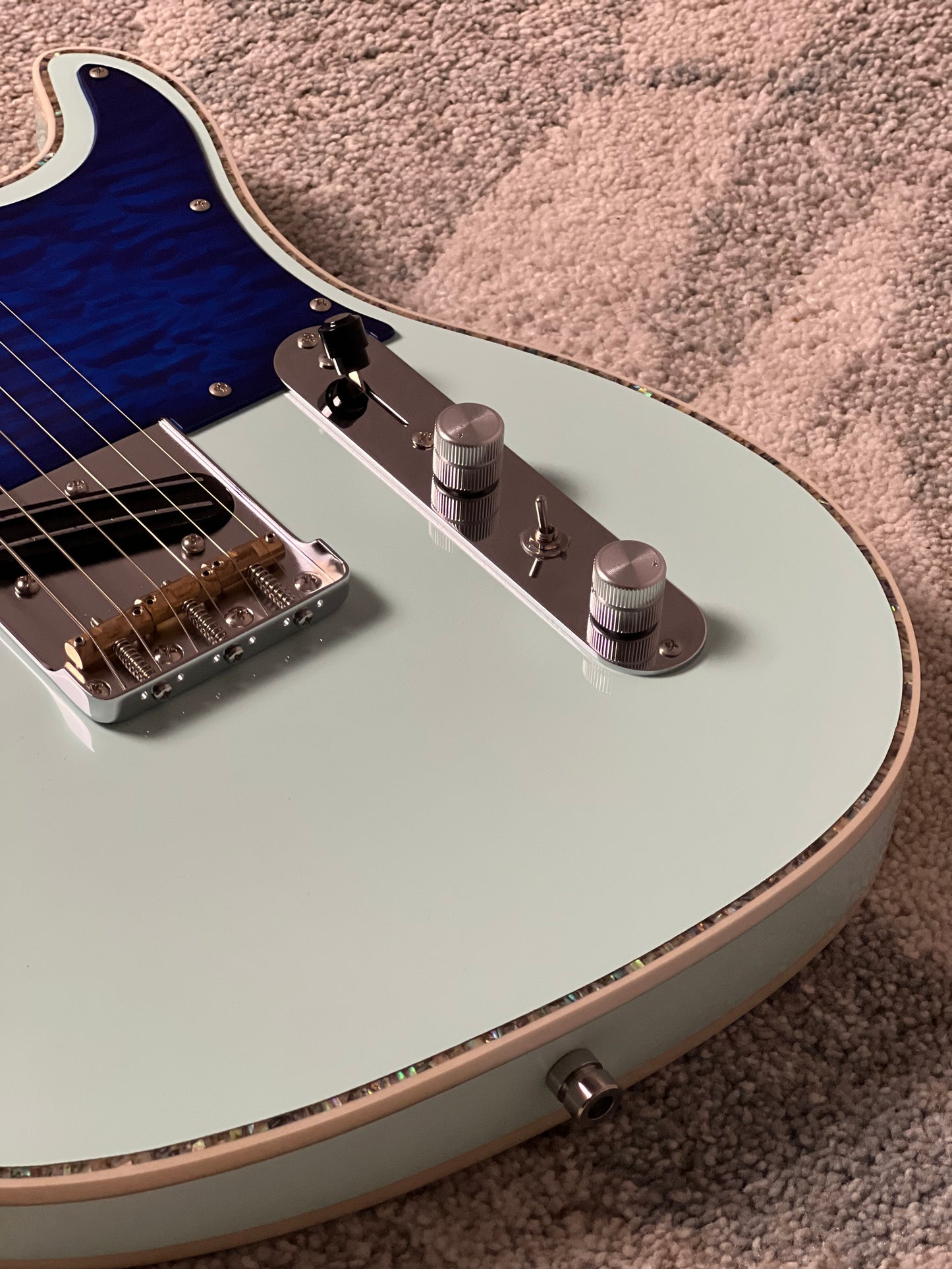 Dhatarattha Custom DTL in Sonic Blue with Rosewood FB and Blue Quilt Pickguard