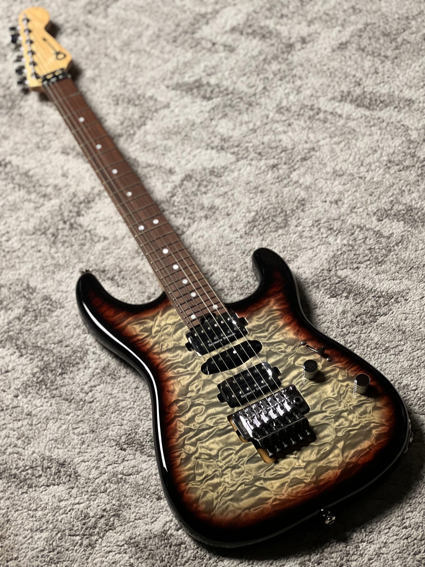 Charvel MJ SD1 24 HSH w/Floyd Rose, PF FB in Midnight Glow JDC2300306