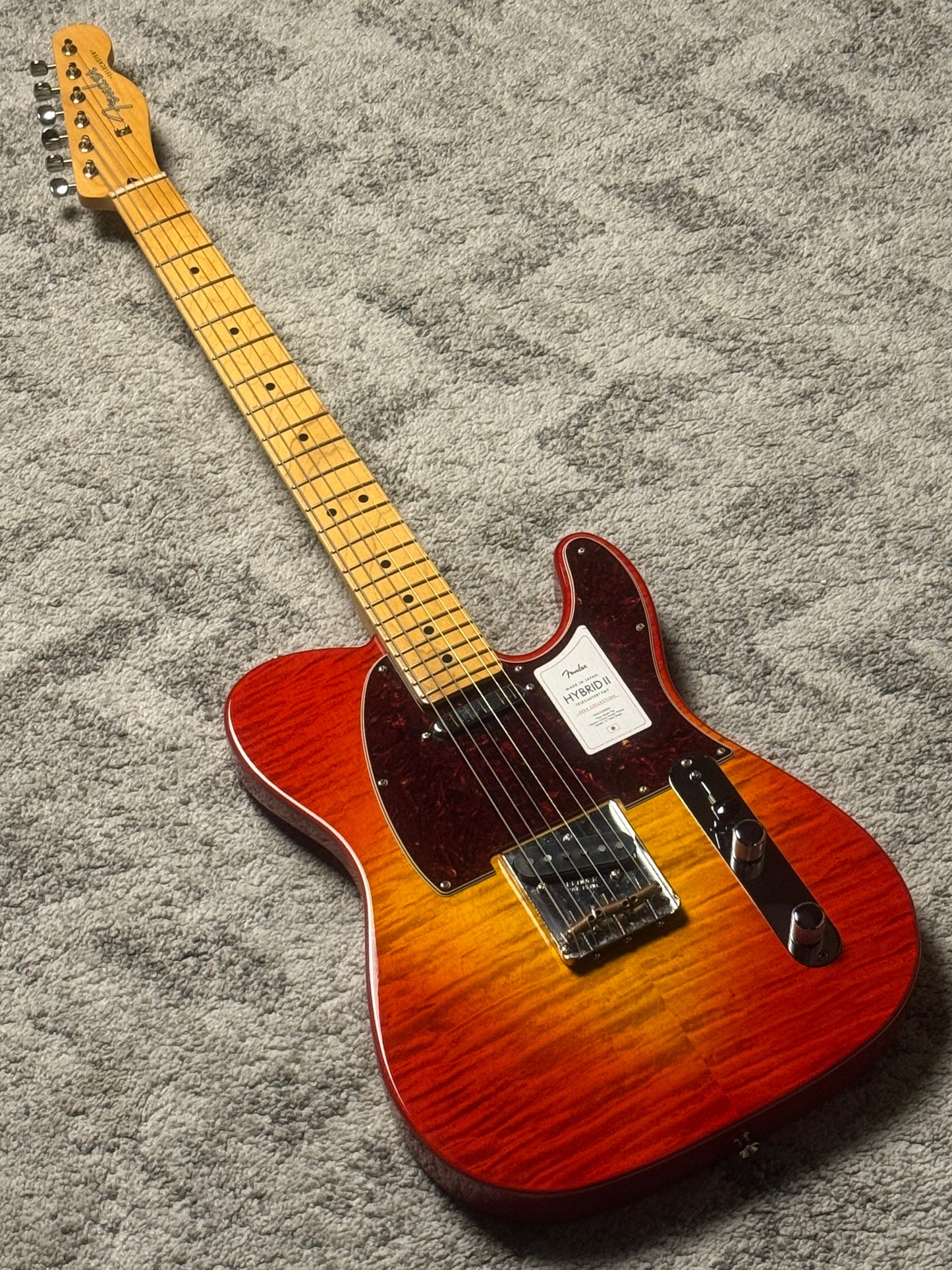 Fender Japan Hybrid II Telecaster with Maple FB in Flame Sunset Orange Transparent JD24010471 (USED)