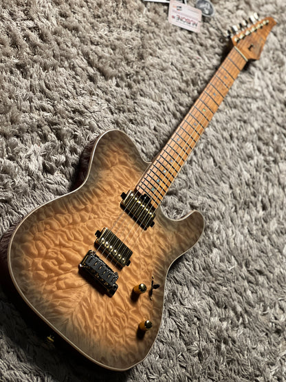 Soloking MT-1 Custom 22 FMN with Roasted Flame Maple Neck in Feather Burst