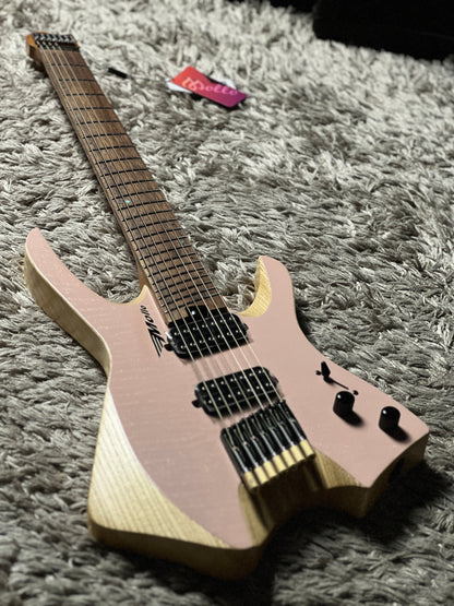 SLX Mollo MH-720 Headless 7 String Multiscale in Trans Pink Natural with Rosewood FB