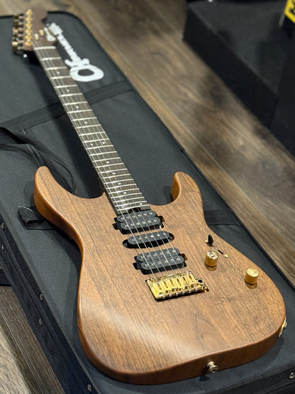 Charvel MJ DK24 HSH 2PT Mahogany w/ Figured Walnut with Streaky Ebony FB in Natural