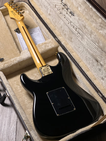 SQOE SEST1009 HSS Custom Shop Series in Black Beauty Gold Hardware Limited Edition with Hardshell Case