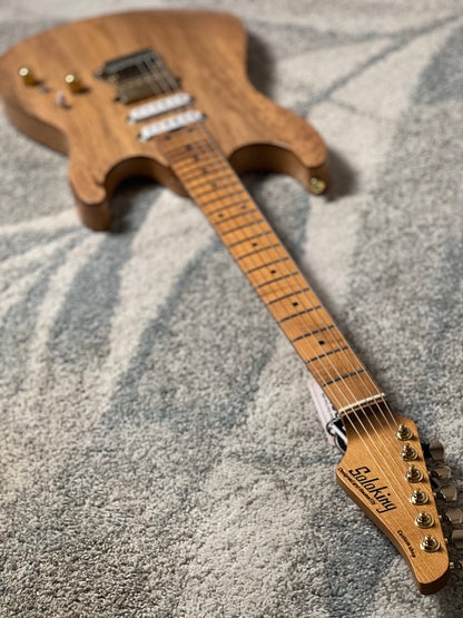 Soloking MS-1 Custom 24 HSS Boutique Black Limba/ASH with Roasted Maple FB in Natural Gloss