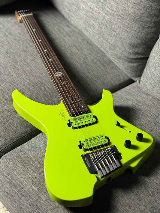 Aguda Black Hole in Neon Yellow with Flame Maple Neck Nafiri Special Run