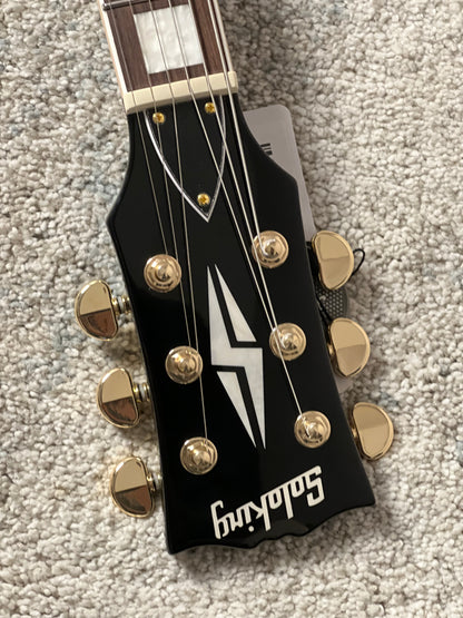 Soloking SG60 MKII in Ebony with Gold Hardware (Altered Headstock)