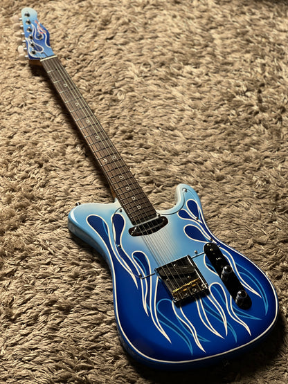 Dhatarattha Custom DTL Artist Hand Paint in Blue Paisley Flames with Rosewood FB