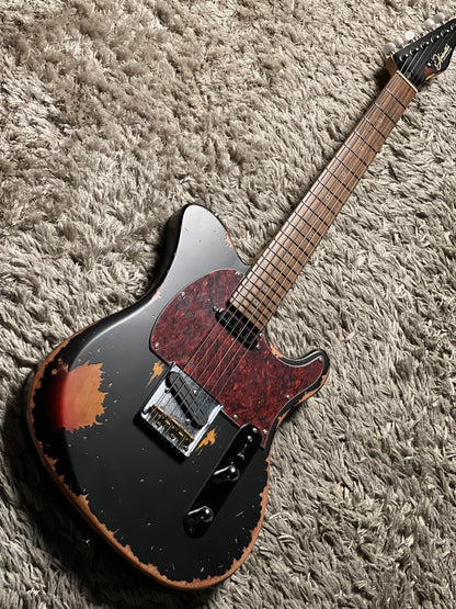 Dhatarattha Performance DTL in Black Over Sunburst with RW FB and Nitrocellulose Lacquer Relic