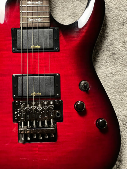 Schecter Demon-6 FR Flamed Maple Top in Crimson Red Burst