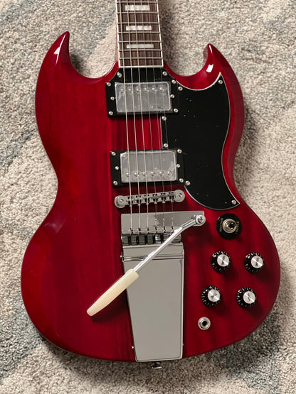 Soloking SG60 Vibrola MKII in Transparent Red Cherry JESCAR (Altered Headstock)