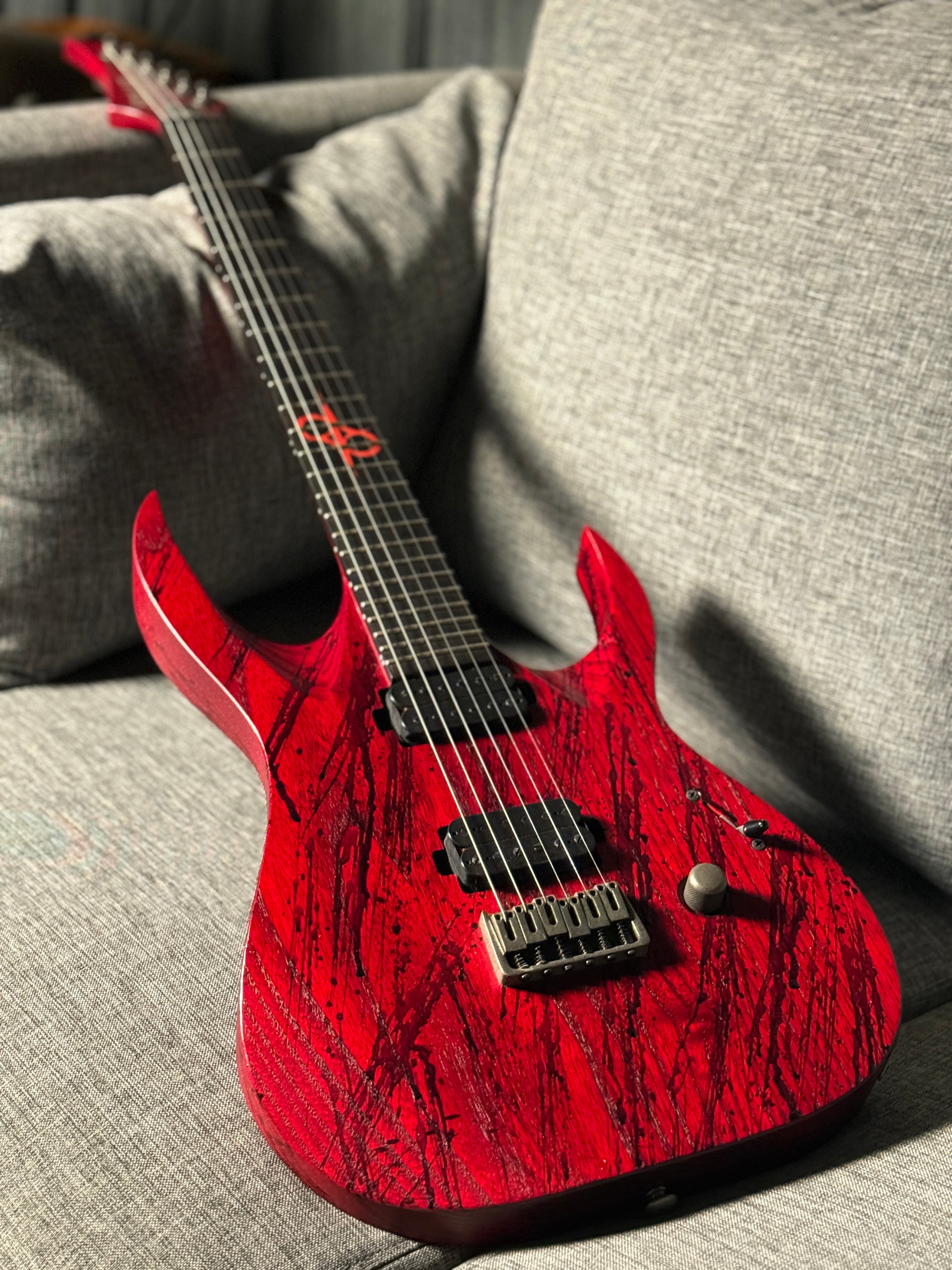 Solar Guitars A2.6 Canibalismo+ in Blood Red Open Pore with Blood