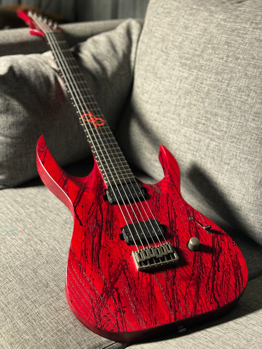 Solar Guitars A2.6 Canibalismo+ in Blood Red Open Pore with Blood Splatter IW21120562