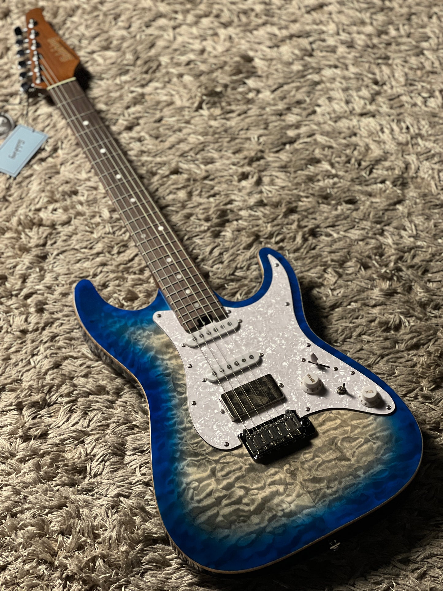 Soloking MS-1 Classic MKII Flat Top in Iridium Blue Burst with 5A Quilt Top Nafiri Special Run