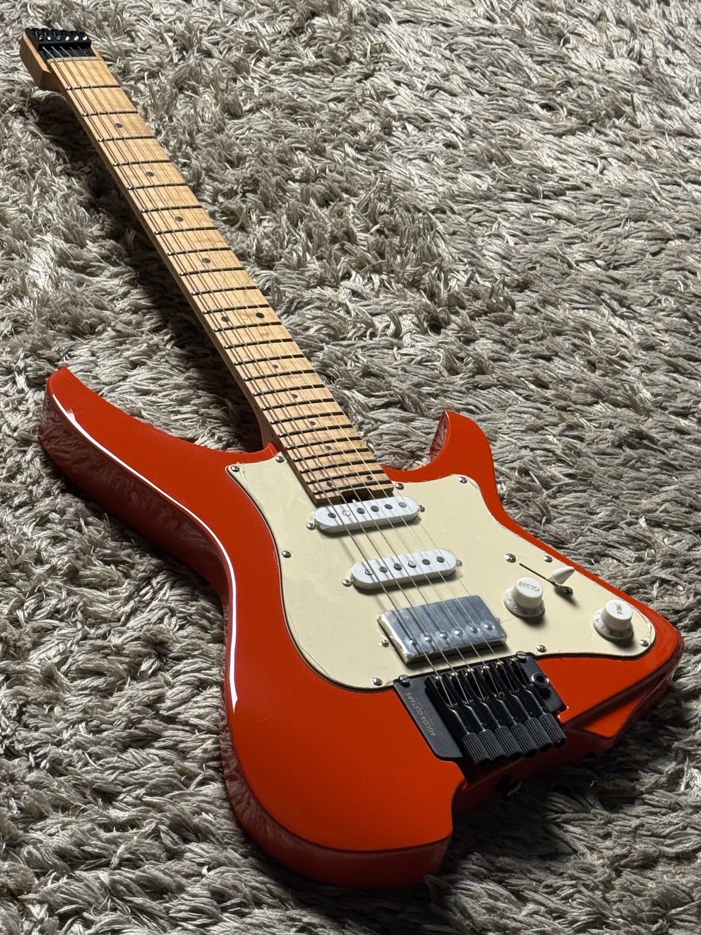Aguda Musicboy Pro with Premium Roasted Flame Maple Neck in Capri Orange (B STOCK)