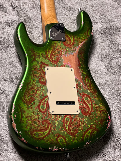 Dhatarattha Performance DST HSS in Jade Green over Pink Paisley with RW FB and Nitrocellulose Lacquer Relic