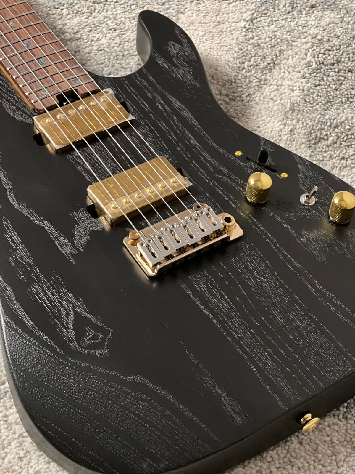 Soloking MS-1 Custom 24 HH Ash Gold Hardware in Open Pore Matte Black Limited Edition