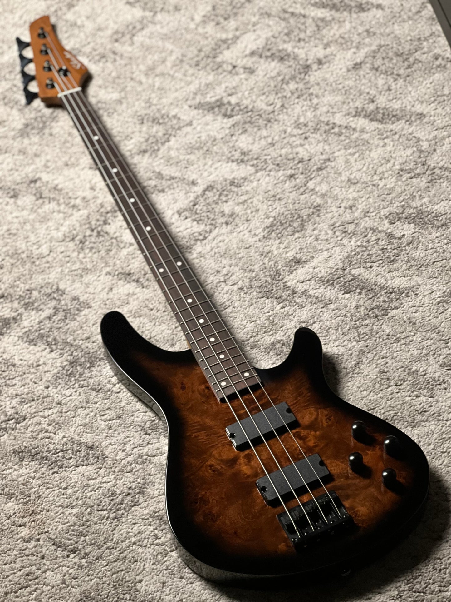 Schecter C-4 Standard Electric Bass in Tobacco Burl