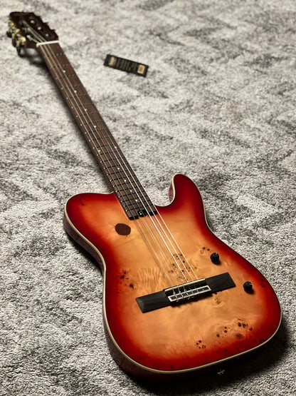 SQOE Spain SEGD-600 Nylon Electric Guitar with Piezo in Cherry Sunburst