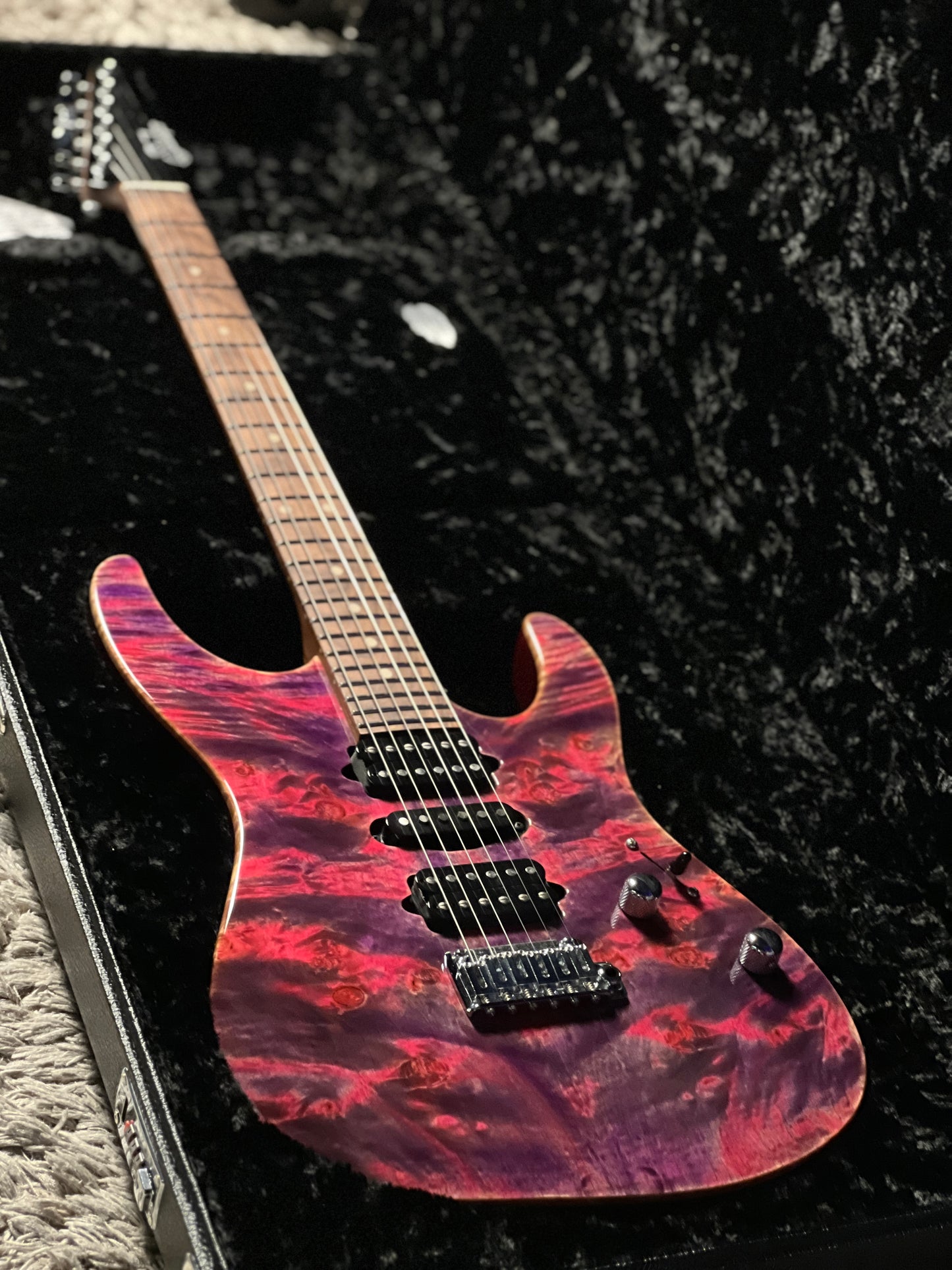 Suhr Custom Modern Pink Algae with Waterfall Burl Top 65152